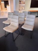 KFF - 6er Set Stuhl Arva Light Leder Belo Horizonte Steingrau 1651 Grau Drahtkufengestell Macadamia M11 Braun - 5