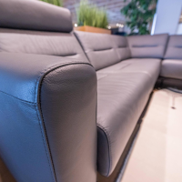 Stressless - Ecksofa Stella mit Hocker Leder Batick Grau Metallfüße Schwarz - 7