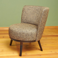 Bielefelder Werkstätten - Drehsessel Polo Cocktail Stoff BW Troy Braun Gestell Esche Schwarz Gebeizt Inklusive Hocker - 11