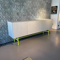 Kettnaker - Sideboard Soma Beton Optik Grau Gestell Rundrohr Leuchtgelb Gelb Grün - 7