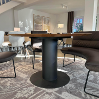 Koinor - Essgruppe Essay Platte Eiche Astig Natur Lack Bezug Innen Leder B Bull Moretto Braun Außen Stoff Loden 29 Braun - 2