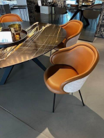 Freifrau - 4er Set Stuhl Ona Sitz Leder Opium Whisky 80024 Braun Rücken Stoff Smart Dune Beige Grau Stahlgestell Tiefschwarz Schwarz - 6