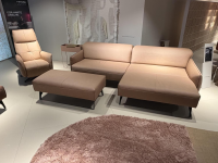 himolla - Ecksofa Tangram 9660 Leder 24 Longlife Mousse Beige Braun Gestell Metall Anthrazit Inklusive Hocker Und Verstellung - 2