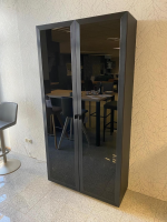 Häcker - Vitrine Modell AV 2135 Schwarz Metalllack Innen Lichtgrau - 6