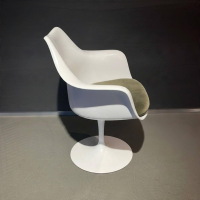 Knoll International - Armlehnstuhl Saarinen Tulip Stoff Dedar Eva Mousse 168 Grün Schale Kunststoff Weiß Drehgestell Metall Weiß - 3