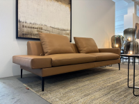 Jori - Sofa Tigra 3-Sitzer Leder Braun Gestell Metall Schwarz Inkl. Verstellbarer Armlehne - 3