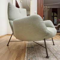 COR - Armchair Jalis Lounge Fabric 8305 Mint green Green Gray Wire frame 01 Black brown Including stool - 10