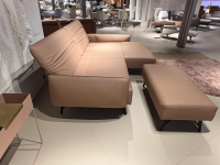 himolla - Ecksofa Tangram 9660 Leder 24 Longlife Mousse Beige Braun Gestell Metall Anthrazit Inklusive Hocker Und Verstellung - 5