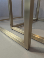 Eigene Herstellung - 2er Set Beistelltisch Platte Glas Gestell Metall Goldoptik Gold - 5