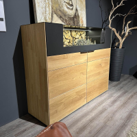 Wöstmann - Highboard WM2140 Europäische Wildeiche Massiv Soft Gebürstet Metall Carbonfarbig - 4