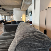 Edra - Sofa Grande Soffice Stoff Tessto 8568 Grau Füße Schwarz inkl. Hocker - 5