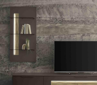 Loddenkemper - Wohnwand Linee Living LS24 Galano Lack Terrabraun Braun Grau Absetzung Eiche Wellenoptik Mit Beleuchtung - 7