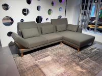 Brühl - Ecksofa Moule Medium Stoff 3677 0095 Grau Tellerfüße Metall Glänzend Verchromt Mit Verstellung Und Tischablage - 9
