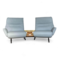 himolla - Trapezsofa 4905 Lounger Leder Longlife Rustika Sky Blau Metallkufe Anthrazit Pulverlackiert Mit Elektrischer Verstellung - 5
