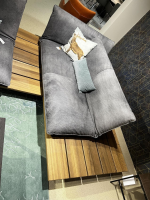 Bullfrog - Ecksofa Akito Leder Crazy Nubuk 2510 73 Graphit Grau Plateau Räuchereiche Winkelfuß Stahl Schwarz Matt - 3