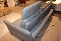 himolla - Ecksofa 1928 Leder 24 Longlife Aqua Grau mit Kopfstütze und 1 Nierenkissen - 2