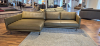 Violetta - Ecksofa Terni Leder 60 Olive Grün Füße Schwarz Pulverbeschichtet - 7