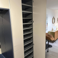 Schönbuch - Cabinet Stripes Pebble 59 Gray And Midnight Blue 51 Blue Gray Lacquered Bench Upholstery Midnight Blue - 5