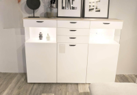 Nobilia - Highboard Nizza Eiche Montreal Nachbildung 126 Weiß Inklusive LED Beleuchtung - 6