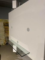 Bacher - TV Regal Hifi Two Vision Holzteile Lack Matt Reinweiß Weiß Glasblende Optiwhite Weiß Lackiert Metallteile Chrom Matt - 7