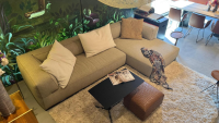Flexform - Ecksofa Perry Stoff Elettra 202 Grau Keder Gros Grain 142 Grau Braun Füße Silber Inklusive Kissen - 5