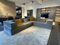 COR - Wohnlandschaft Trio Stoff Cord Schiefer Grau Inklusive Dekokissen Gelb Grau - 7
