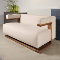 Tecta - Sofa F51 2 Stoff Doma Beige Grau Gestell Nussbaum Massiv - 4