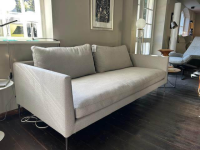 COR - Sofa Pilotis Stoff 120 Beige Füße Chrom mit 2 Rückenkissen - 3
