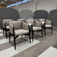 COR - 6er Set Stuhl Kagu 661 Stoff 10 Elitis Chouchou LR 11303 Grau Gestell Eiche Dunkel Lackiert - 8