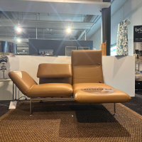 Brühl - Sofa Roro Small Classic Leder Lama 5669 45 Beige Braun Gestell Metall Verchromt Mit Klappbaren Armlehnen - 8