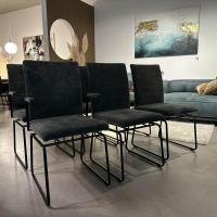 Bacher - 6er Set Stuhl Filon Stoff Cloud Hunter 156 Grün Kufengestell Metall Schwarz Tiefmatt Pulverbeschichtet Mit Schwingmechanik - 6