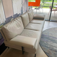 Walter Knoll - Sofa Living Platform 400 30 FLFR Leder Lima Stone Grey Grau Beige Gestell Stahl Schwarz Matt Pulverbeschichtet - 5