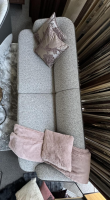 Rubelli Casa - Sofa 260 Lago Stoff Grau Rücken Leder Schwarz Füße Schwarz - 3