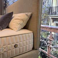 Treca Interiors - Polsterboxspringbett Adonis Stoff Portofino 012 Souris Grau Füße Metall Schwarz - 7