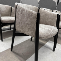 COR - 6er Set Stuhl Kagu 661 Stoff 10 Elitis Chouchou LR 11303 Grau Gestell Eiche Dunkel Lackiert - 3