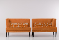 Werther - Sitzgruppe Byblos XL Stoff Jetty 2419 08 Romo Orange Gestell Holz Schwarz Inklusive Rückenkissen - 7