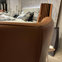 Sitzwerk - Sessel Franco Leder Antilope Hafer Braun Holzfüße Eiche Dunkel Inklusive Hocker - 3