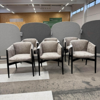 COR - 6er Set Stuhl Kagu 661 Stoff 10 Elitis Chouchou LR 11303 Grau Gestell Eiche Dunkel Lackiert - 2