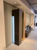 minottiitalia - Wohnwand Inpiedi Lack Interno Metall Gold Lack Coffee Braun Inklusive LED Beleuchtung - 15