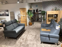 Natura - Garnitur Fresno Leder Mercury Blau Grau 2 Sofas - 11