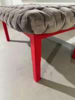 Ligne Roset - Bett Ruché Stoff Harald 3 Chamois 242 Braun Gestell Rot mit Hocker ohne Matratzen ohne Lattenrost - 4