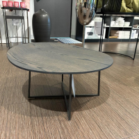 Molteni & C - Couchtisch Trevi TNR1 Platte Eichenholz Grau Gestell Metall Zinnfarbig Lackiert - 2