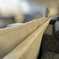 Bielefelder Werkstätten - Sofa Saloni Stoff Prato BW1728-181 Beige Füße Holz Braun - 11