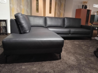 Contur - Ecksofa Cuneo 100 Wildanilinleder 2 70 Anthrazit Schwebefuß Ellipse Metall Schwarz Matt - 5