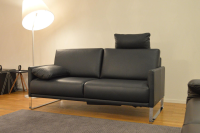 Rolf Benz - Sofa Cara SB168 Leder 38.109 Graublau Kufe Glanzchrom mit Beinauflage - 3