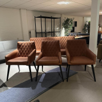Nouvion - Sitzgruppe Jimmy Bezug Leder Rancho Cognac Braun Gestell Eiche Matt Schwarz - 8
