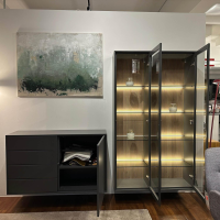 Rietberger Möbelwerke - Wohnwand Deviso Lack Schiefergrau Mit Glasböden Und Beleuchtung - 7