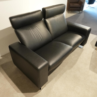 Stressless - Garnitur Space Leder Paloma Schwarz Füße Edelstahl 2 Sofas - 10