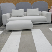 COR - Sofa Moss 74311 Stoff 10120 Greige Grau Beige Füße Verchromt Inklusive Hocker Und Rückenkissen - 4