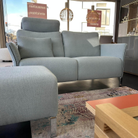 Erpo - 2er-Set Sofa Modena Stoff Prairie 2022 45 Blau Füße Metall Hochglanz Verchromt Mit Verstellung Inklusive Hocker - 10